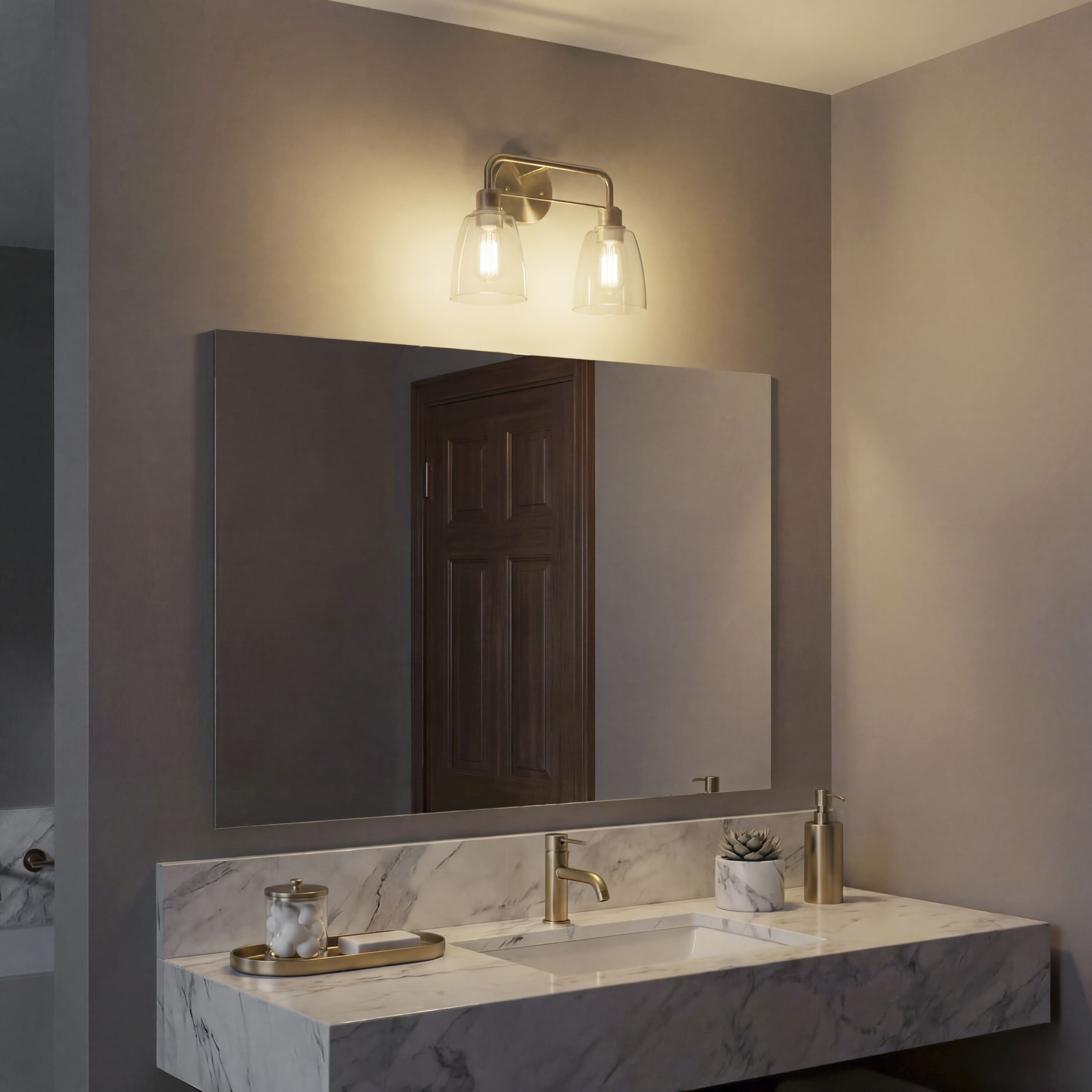 Meller 2 Light 15.25 inch Champagne Bronze Bath Vanity Light Wall Light